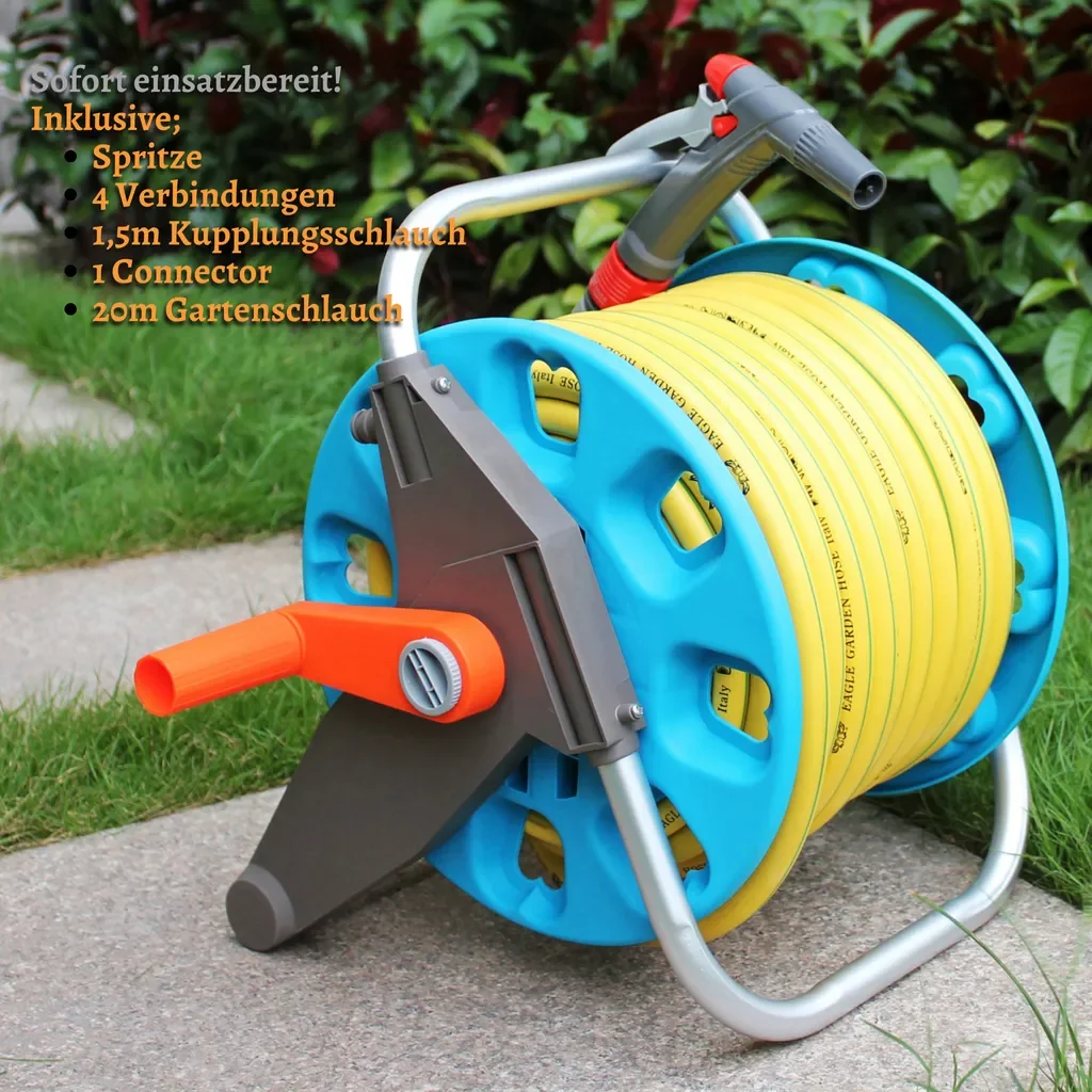 Eagle Garden Schlauchtrommel 20 m Gartenschlauch mit Spritze Set