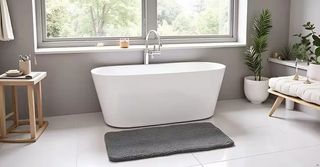 WAIDMEISTER Badematte Chenille rutschfest Badezimmerteppich Wellness