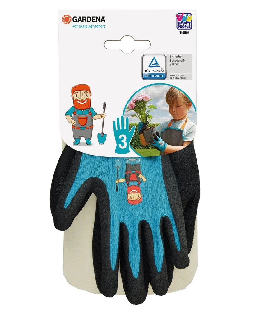 HAPPY PEOPLE Gardena Kinder Gartenhandschuhe Größe 3 schwarz blau