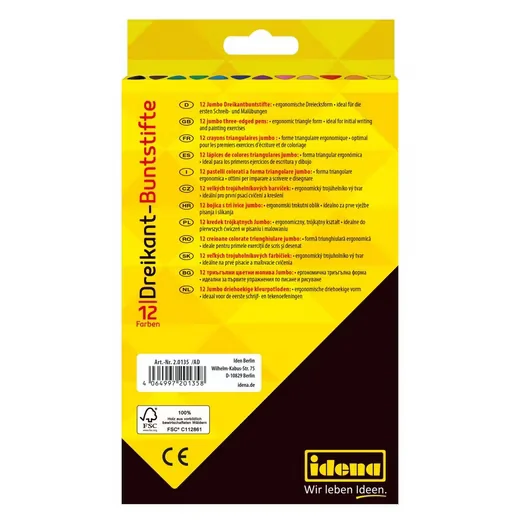IDENA 20135 Jumbo Buntstifte 12er Set 5 mm Mine