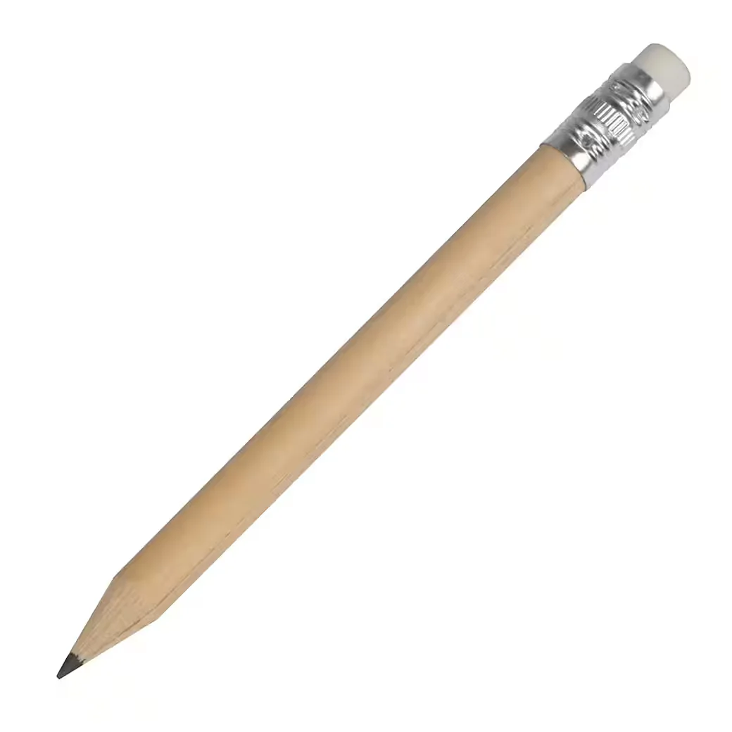 EASY GIFTS 100 Mini Holzbleistifte HB mit Radierer unlackiert
