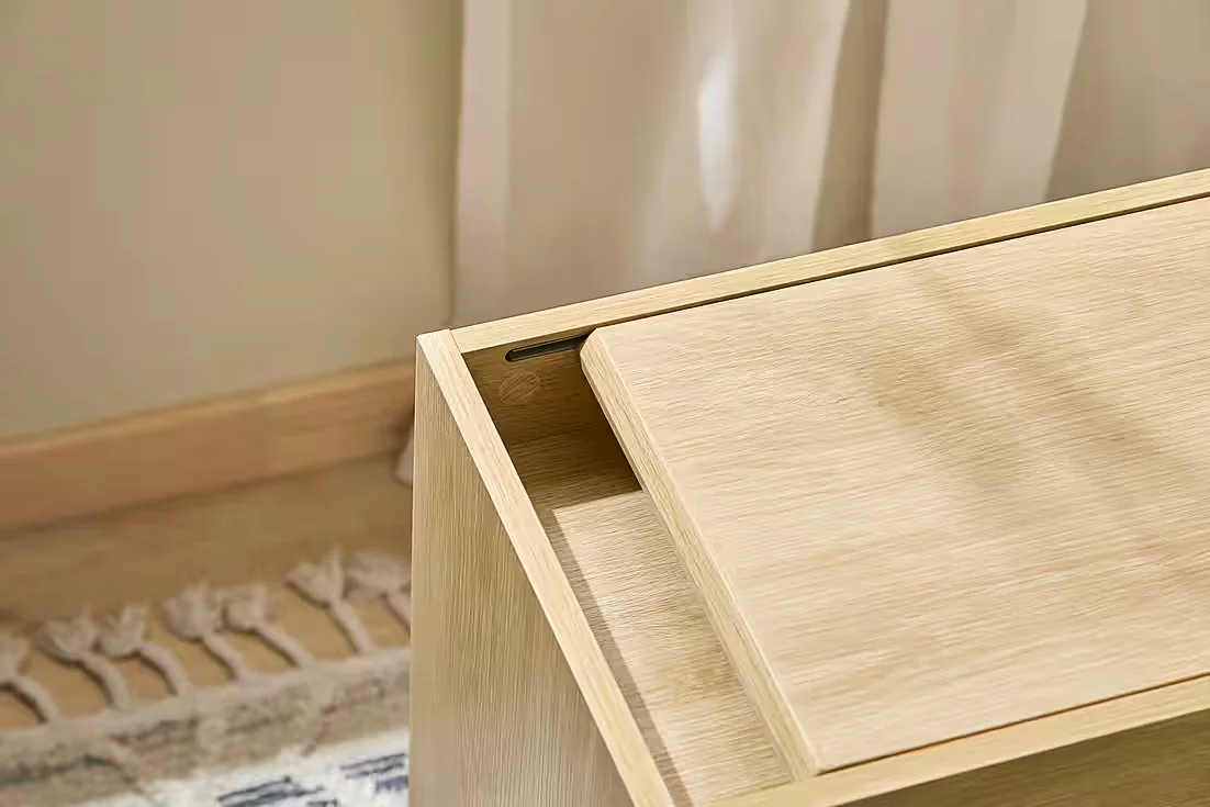 SOBUY FBT152 Rollcontainer Druckertisch Aktenschrank Naturholz Büro