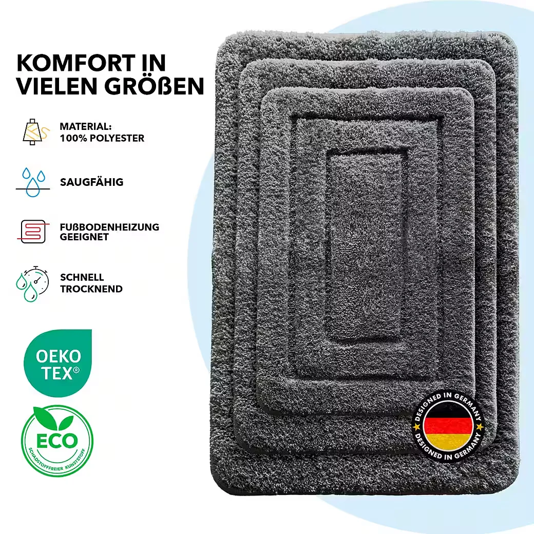 KUBUS Badematte Atlas Polyester, rutschhemmend, rechteckig