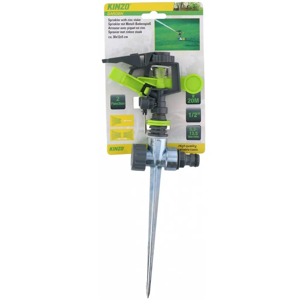 KINZO Rasensprenger mit Metall-Erdspieß für Gartenbewässerung