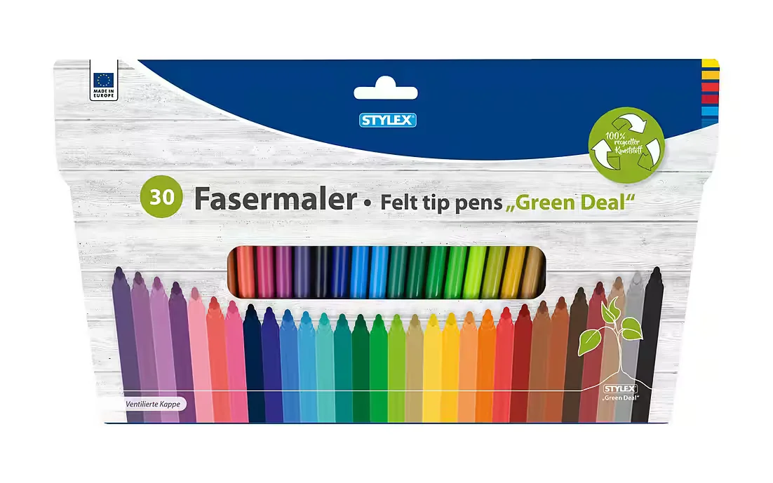 STYLEX Schreibwaren Malstifte Set 30 Fasermaler und 24 Buntstifte