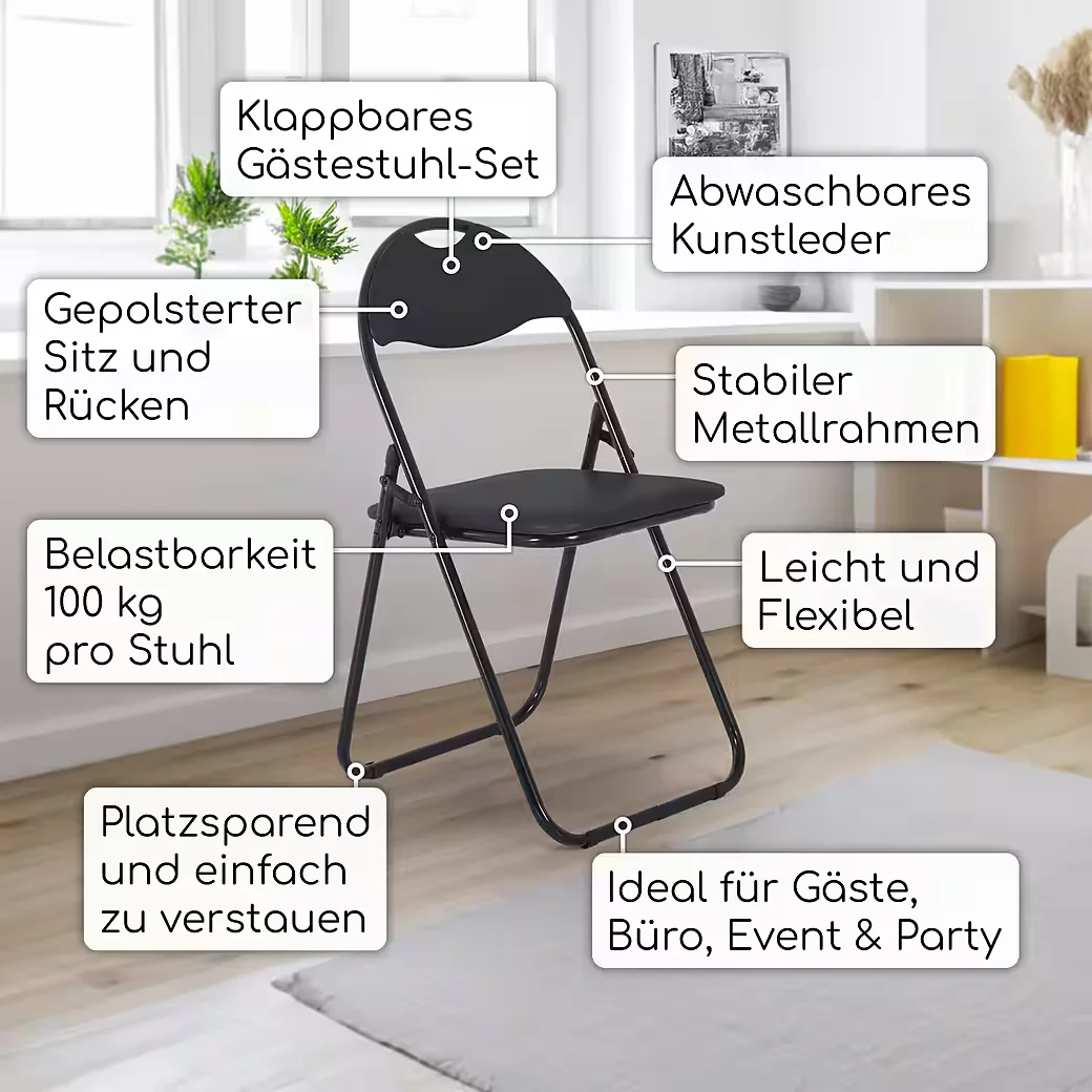 RABURG Klappstuhl Paul 2er Set, gepolstert, Metallgestell, 100 kg