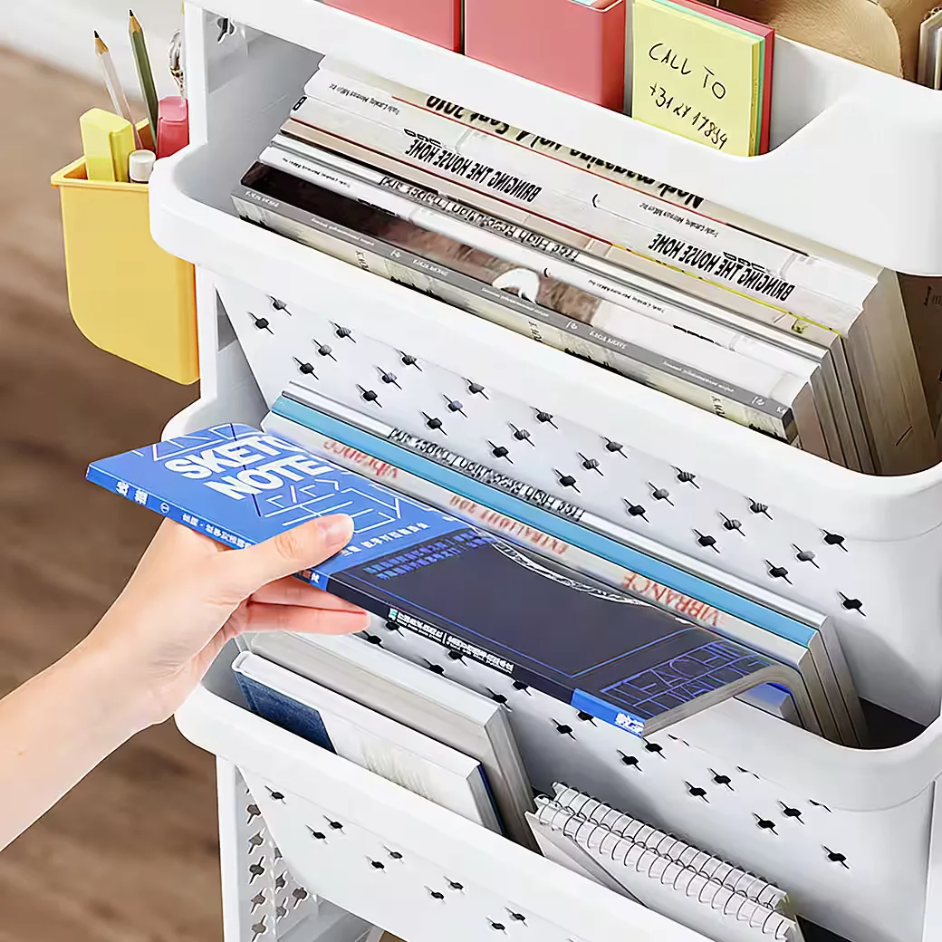 OSTWOLKE Bücherregal mit Rollen 5 Ebenen schmaler Aufbewahrungswagen