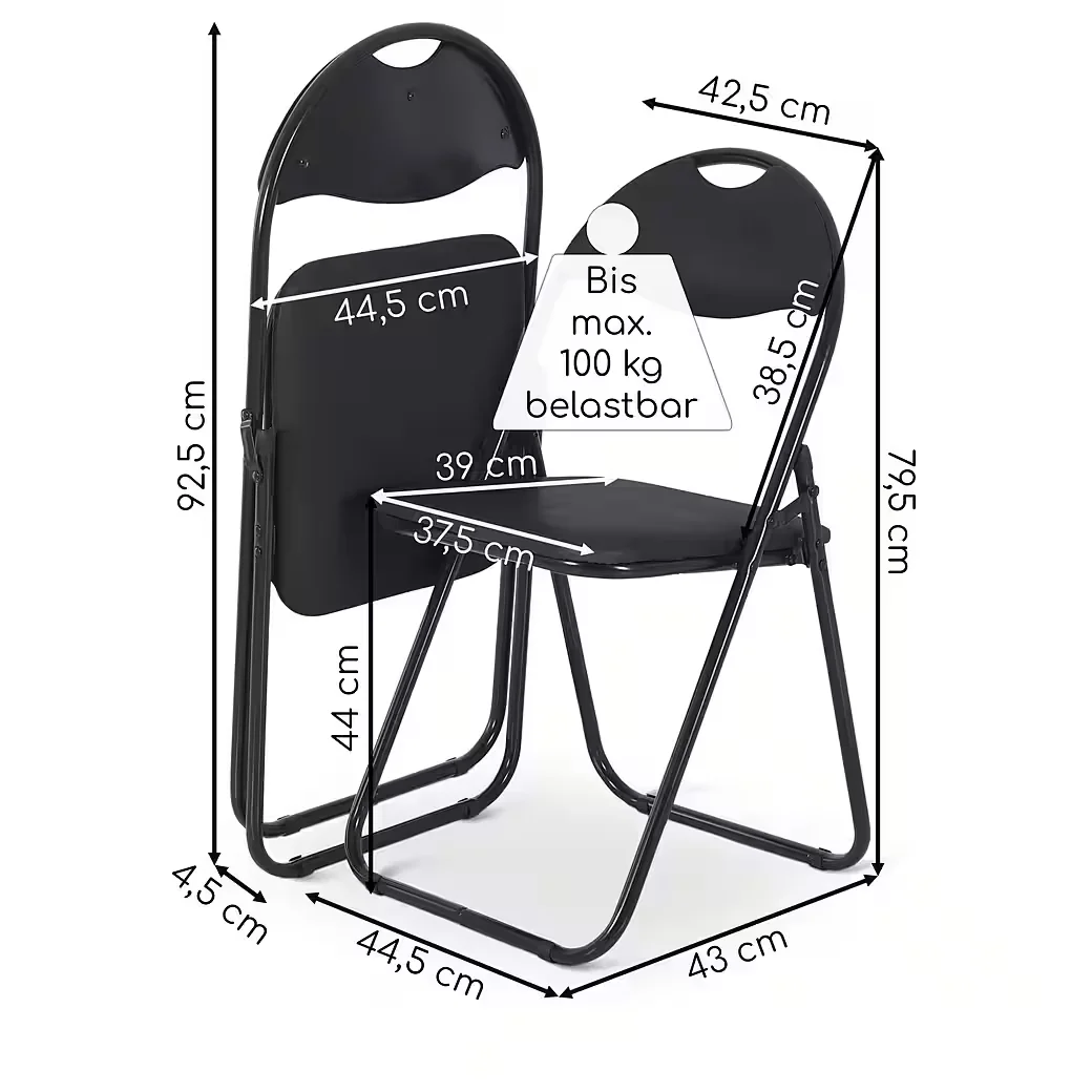 RABURG Klappstuhl Paul 2er Set, gepolstert, Metallgestell, 100 kg