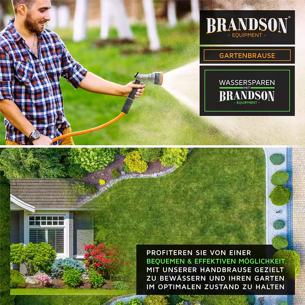 Brandson Gartenbrause Metall Handbrause 8 Sprühmuster Gartenpistole