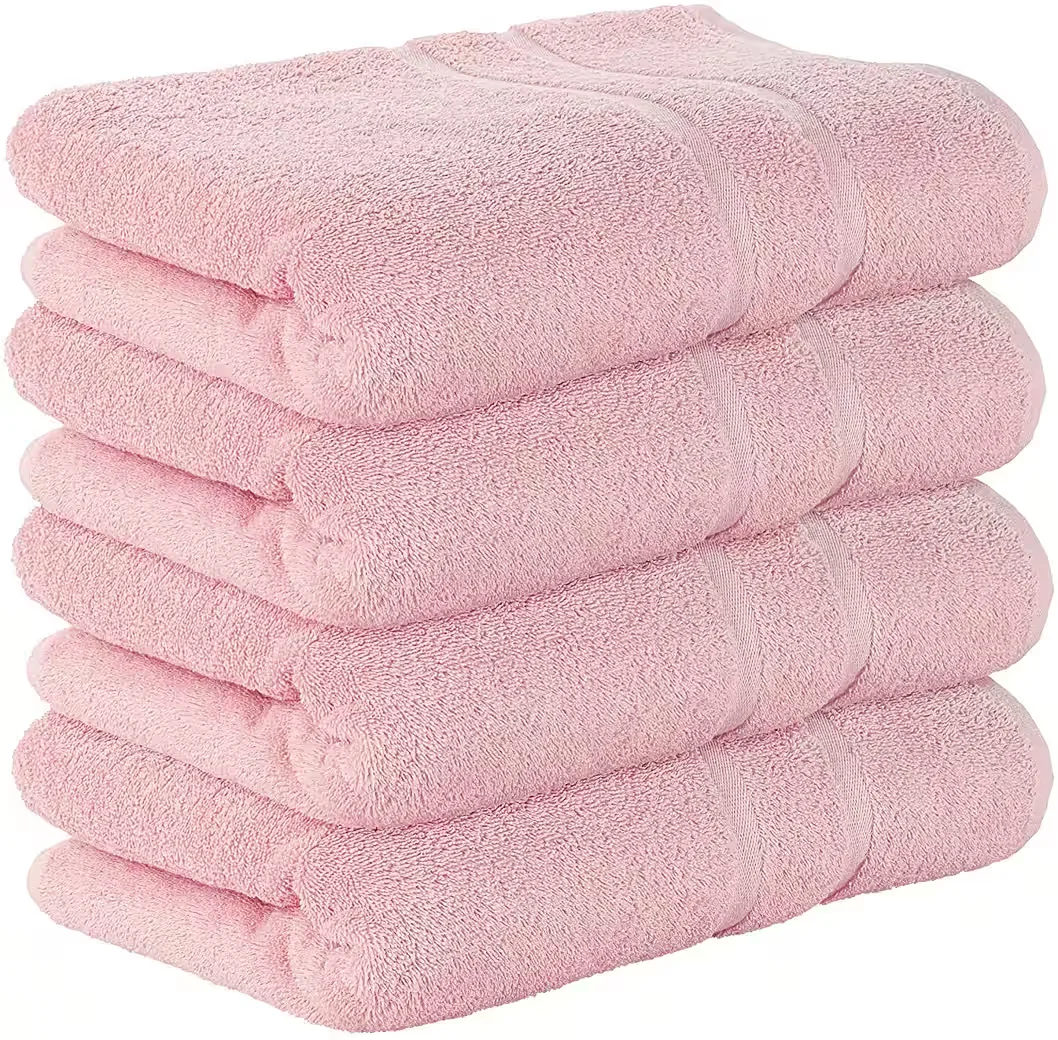 STICKANDSHINE Badetücher 4er Set Frottee 100x150 cm zartrosa Premium