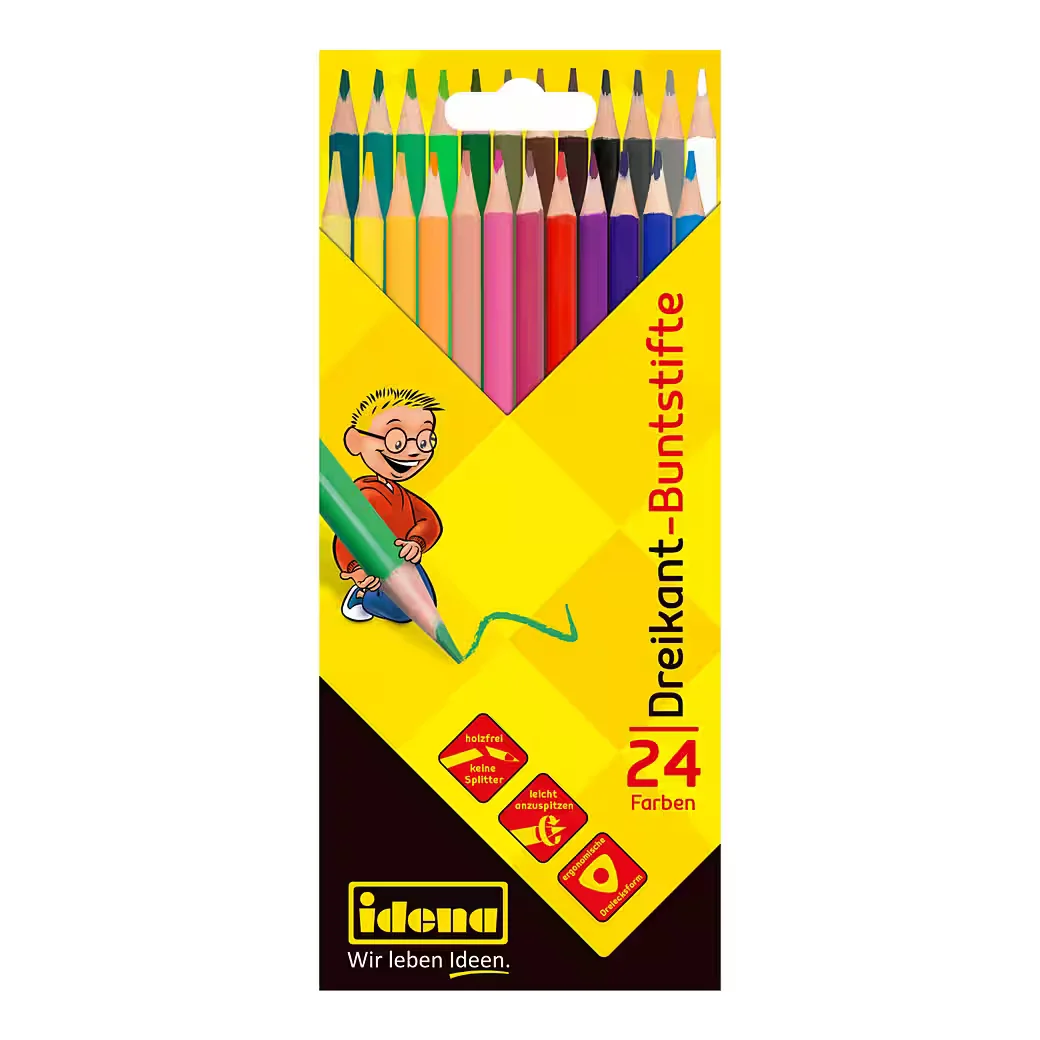 IDENA Dreikant-Buntstifte holzfrei 24 Stück