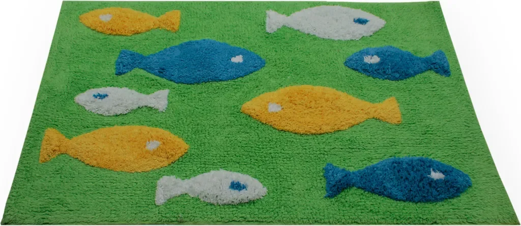 Haus und Deko Badematte rutschfest Limette 50x80 cm Fische