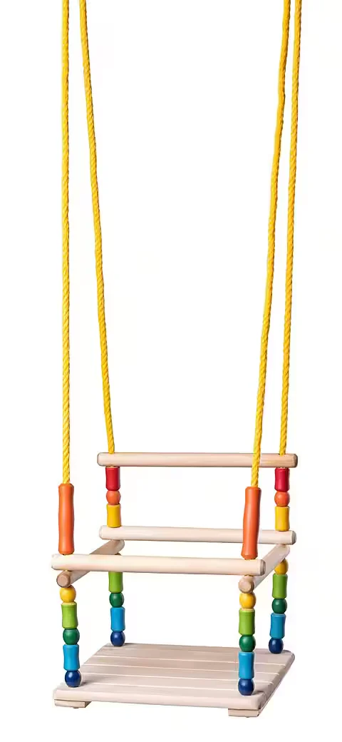 WOODYLAND Gitterschaukel Babyschaukel Naturholz mit Rückenlehne 35 kg