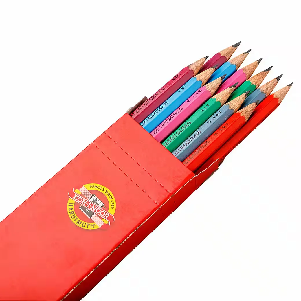 Koh I Noor HB Bleistifte mit Radiergummi matt 12er Set