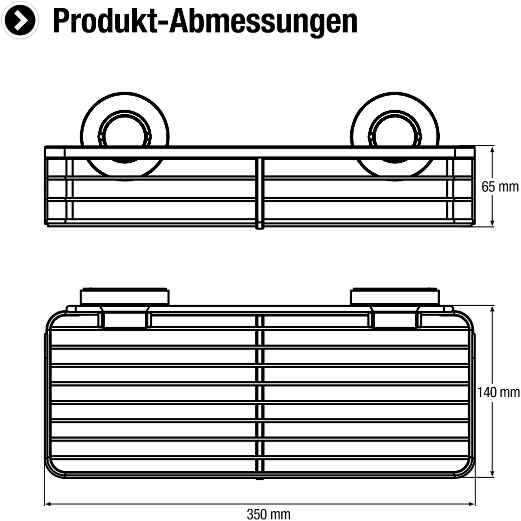CORNAT Duschregal 3-in-1 mit extra langem flachem Korb, Wandmontage