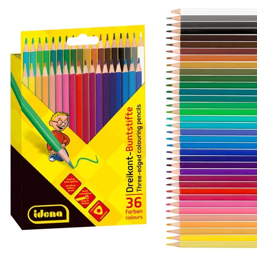 IDENA Dreikant-Buntstifte holzfrei 36er Set