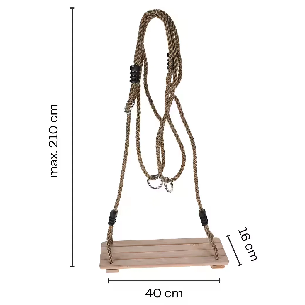 ANNASTORE Holz Kinderschaukel Garten 40x16 cm verstellbar 210 cm