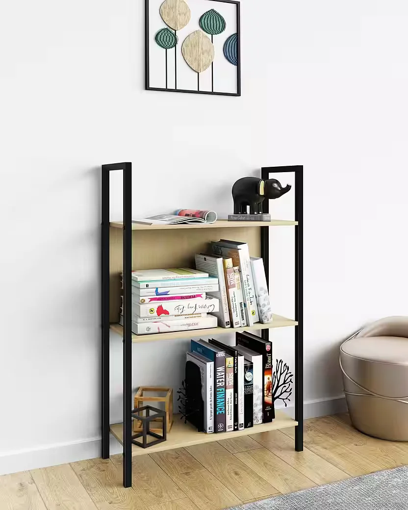VCM Flakos 3fach Standregal Holz Metall Büro Bücherregal