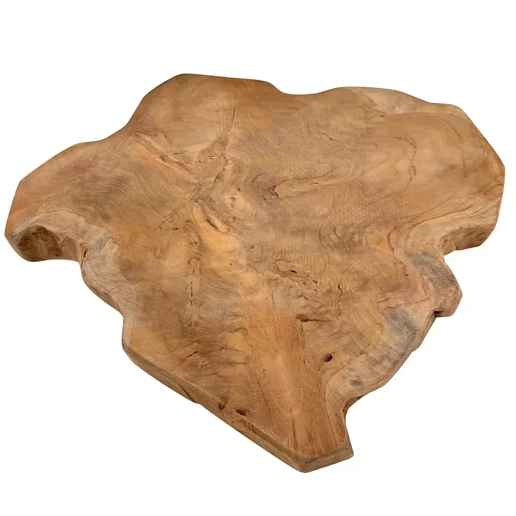 ONLINE-FUCHS Dekotablett Baumscheibe Teakholz massiv 40 cm rustikal