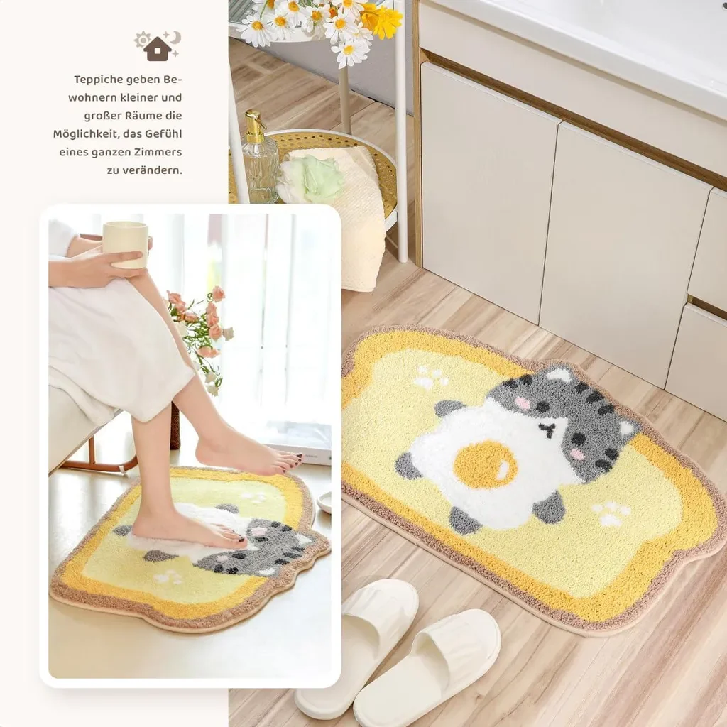 Dopwii Badematte saugfähig rutschfest flauschig 50 x 80 cm Badezimmer