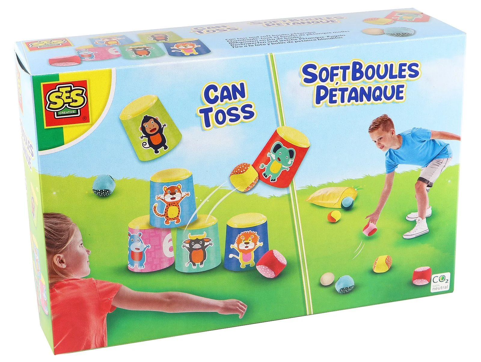 SES Creative 2in1 Gartenset Dosenwerfen Petanque Kinder Outdoor Set