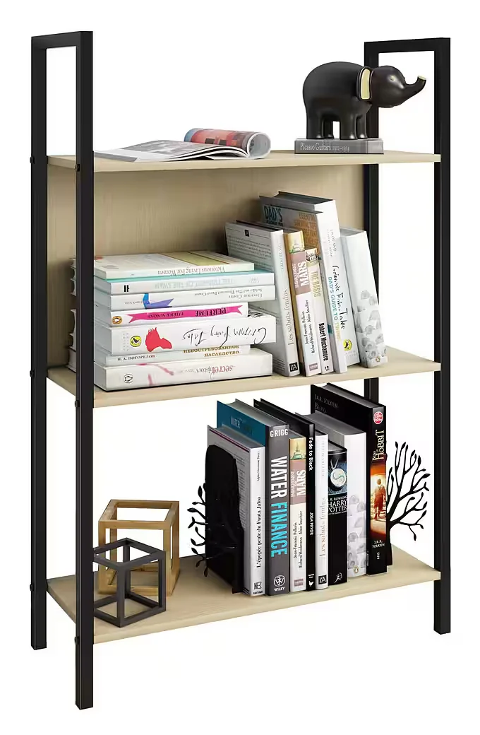 VCM Flakos 3fach Standregal Holz Metall Büro Bücherregal
