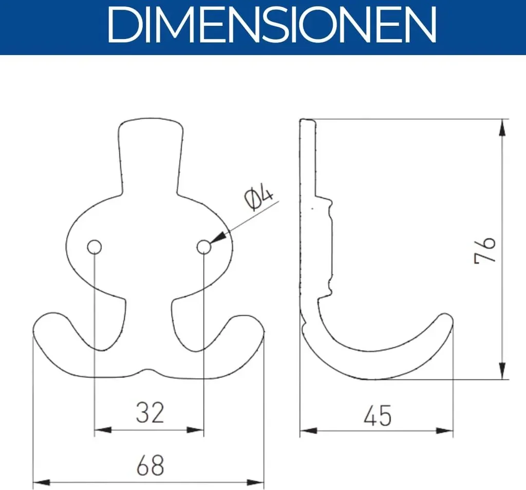 GTV Kleiderhaken Coruna klein Bronze Wandhaken Metall 76x68 mm