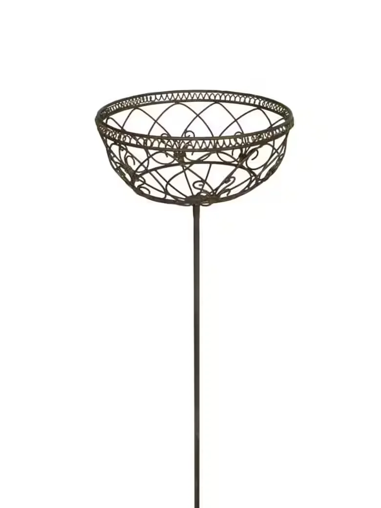 FINEHOMEGARDEN Gartenstecker Pflanzkorb Metall 20 cm 117 cm rostfarben