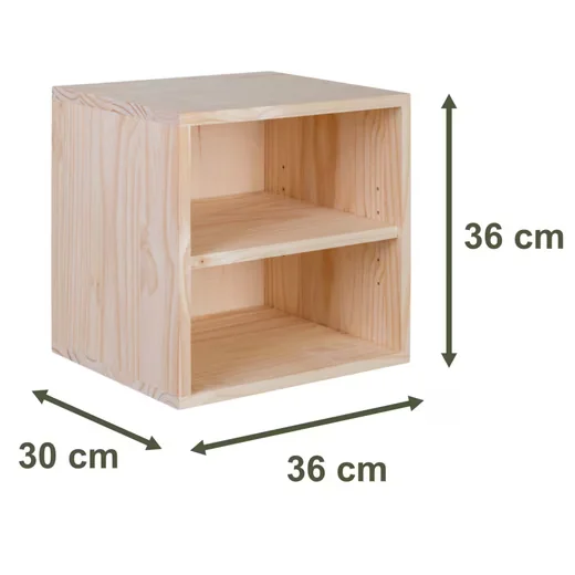 LUSIMAT Regalwürfel Modulable Kiefer massiv 36x36x30 cm mit Rückwand