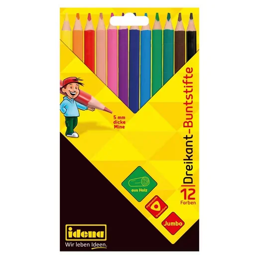 IDENA 20135 Jumbo Buntstifte 12er Set 5 mm Mine